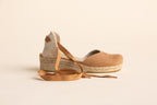 Closed-toe wedge sandal B01 - Camel